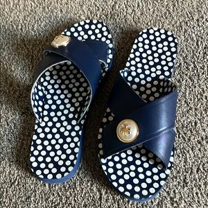 Tory Burch Navy Polka Dot Sandals